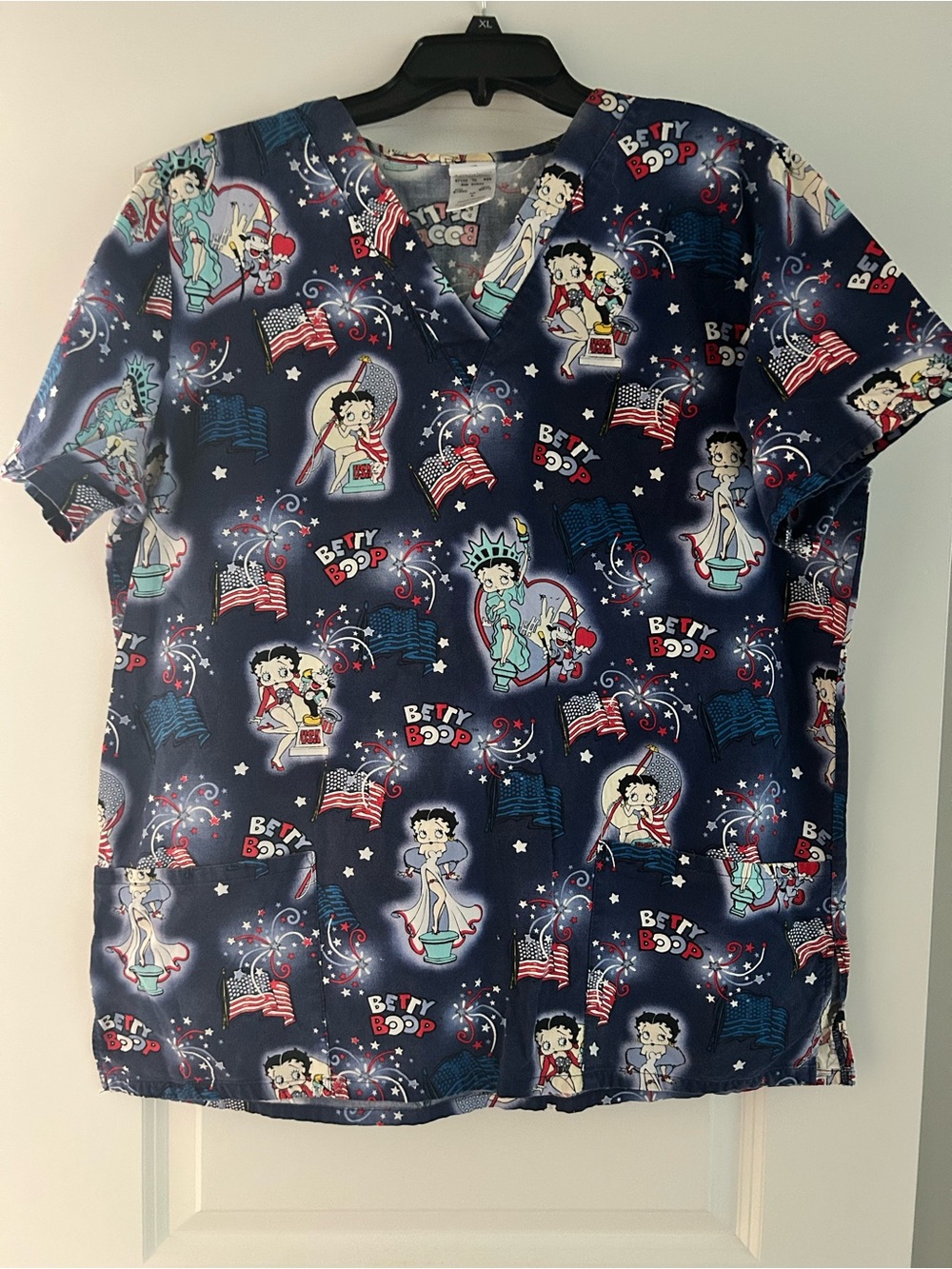 Betty Boop Navy Scrub Top Patriotic Theme